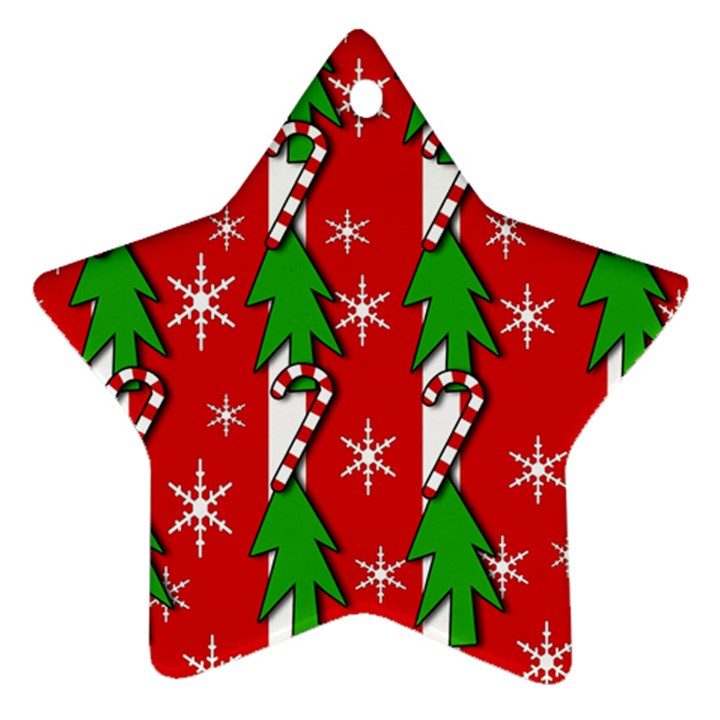 Christmas tree pattern - red Star Ornament (Two Sides) 