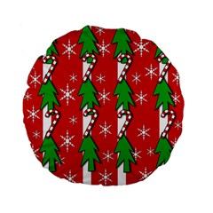 Christmas Tree Pattern - Red Standard 15  Premium Flano Round Cushions by Valentinaart