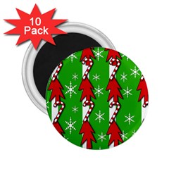 Christmas Pattern - Green 2 25  Magnets (10 Pack)  by Valentinaart