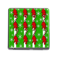 Christmas Pattern - Green Memory Card Reader (square)