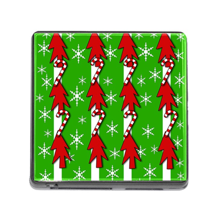 Christmas pattern - green Memory Card Reader (Square)