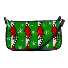 Christmas Pattern - Green Shoulder Clutch Bags by Valentinaart