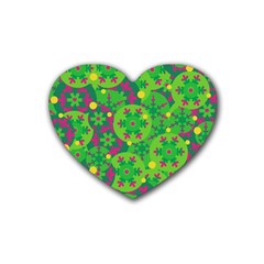 Christmas Decor - Green Heart Coaster (4 Pack)  by Valentinaart