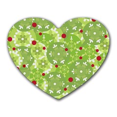 Green Christmas Decor Heart Mousepads by Valentinaart