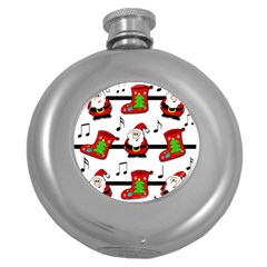 Christmas Song Round Hip Flask (5 Oz) by Valentinaart