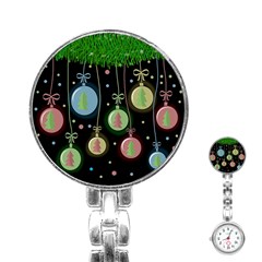 Christmas Balls - Pastel Stainless Steel Nurses Watch by Valentinaart