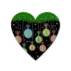 Christmas Balls - Pastel Heart Magnet by Valentinaart