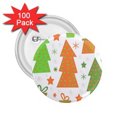 Christmas Design - Green And Orange 2 25  Buttons (100 Pack)  by Valentinaart