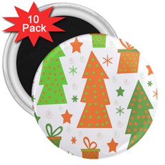 Christmas Design - Green And Orange 3  Magnets (10 Pack)  by Valentinaart