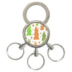 Christmas Design - Green And Orange 3-ring Key Chains by Valentinaart