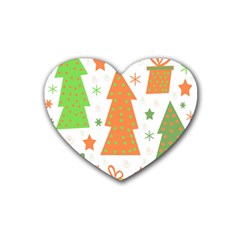 Christmas Design - Green And Orange Heart Coaster (4 Pack)  by Valentinaart