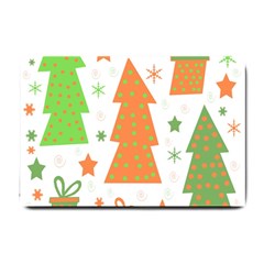 Christmas Design - Green And Orange Small Doormat  by Valentinaart