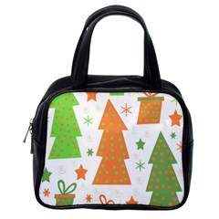 Christmas Design - Green And Orange Classic Handbags (one Side) by Valentinaart