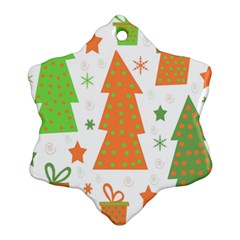 Christmas Design - Green And Orange Snowflake Ornament (2-side) by Valentinaart