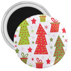 Christmas Design - Green And Red 3  Magnets by Valentinaart