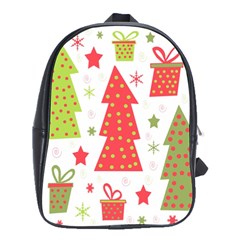 Christmas Design - Green And Red School Bags(large)  by Valentinaart