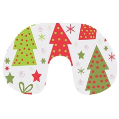 Christmas Design - Green And Red Travel Neck Pillows by Valentinaart