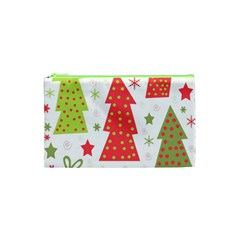 Christmas Design - Green And Red Cosmetic Bag (xs) by Valentinaart