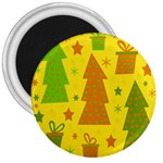 Christmas design - yellow 3  Magnets Front