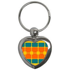 Squares And Rectangles                                                                                                			key Chain (heart) by LalyLauraFLM