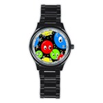 Smiley faces pattern Stainless Steel Round Watch Front
