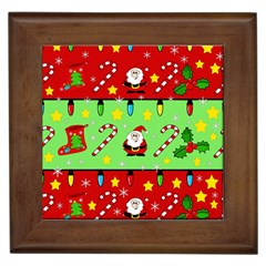 Christmas pattern - green and red Framed Tiles