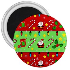 Christmas Pattern - Green And Red 3  Magnets by Valentinaart