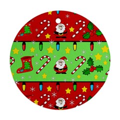 Christmas pattern - green and red Ornament (Round) 