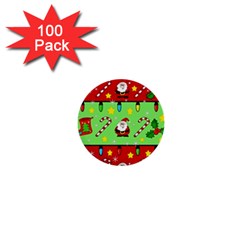 Christmas pattern - green and red 1  Mini Buttons (100 pack) 