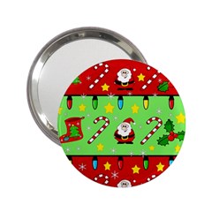 Christmas Pattern - Green And Red 2 25  Handbag Mirrors by Valentinaart