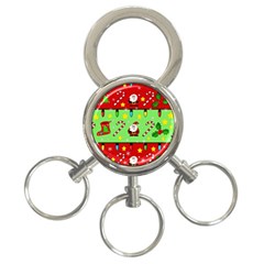 Christmas pattern - green and red 3-Ring Key Chains