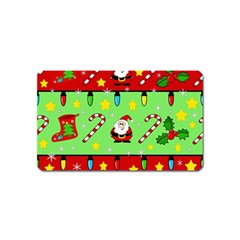 Christmas pattern - green and red Magnet (Name Card)