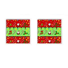 Christmas pattern - green and red Cufflinks (Square)