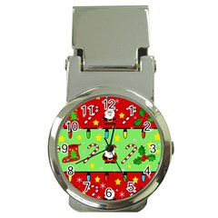 Christmas pattern - green and red Money Clip Watches