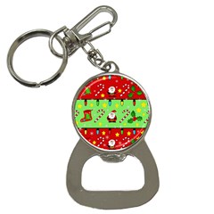 Christmas pattern - green and red Bottle Opener Key Chains