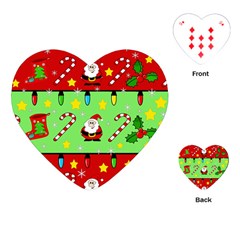 Christmas pattern - green and red Playing Cards (Heart) 