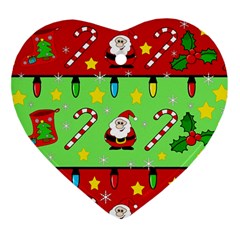 Christmas pattern - green and red Heart Ornament (2 Sides)