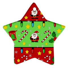 Christmas pattern - green and red Star Ornament (Two Sides) 