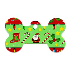 Christmas pattern - green and red Dog Tag Bone (Two Sides)