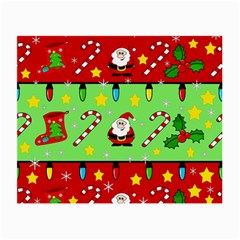 Christmas Pattern - Green And Red Small Glasses Cloth (2-side) by Valentinaart