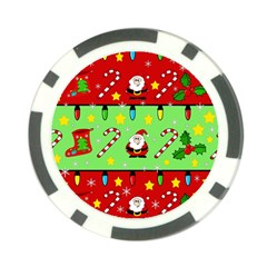 Christmas pattern - green and red Poker Chip Card Guards