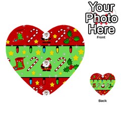 Christmas pattern - green and red Multi-purpose Cards (Heart) 