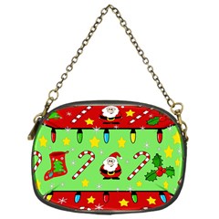 Christmas pattern - green and red Chain Purses (One Side) 