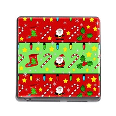Christmas pattern - green and red Memory Card Reader (Square)