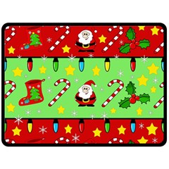 Christmas pattern - green and red Fleece Blanket (Large) 