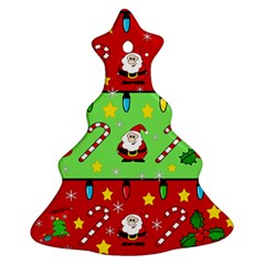 Christmas pattern - green and red Christmas Tree Ornament (2 Sides)