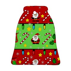 Christmas pattern - green and red Bell Ornament (2 Sides)