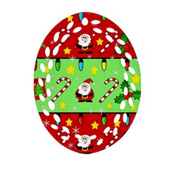 Christmas pattern - green and red Ornament (Oval Filigree) 