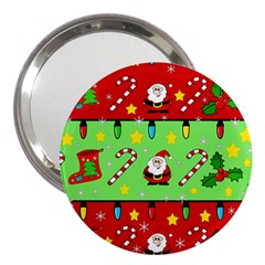 Christmas Pattern - Green And Red 3  Handbag Mirrors by Valentinaart