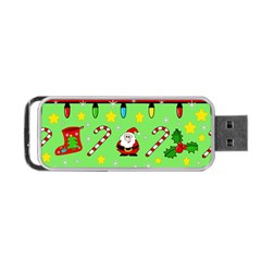 Christmas Pattern - Green And Red Portable Usb Flash (one Side) by Valentinaart